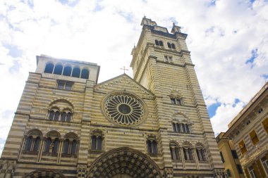 Genoa, İtalya - Jule 25, 2018: Saint Lawrence (Lorenzo) Katedrali Cenova