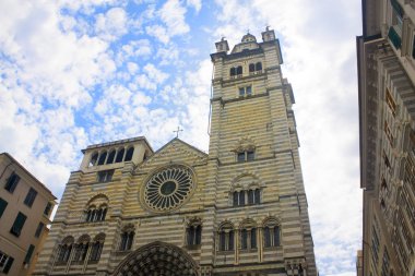 Genoa, İtalya - Jule 25, 2018: Saint Lawrence (Lorenzo) Katedrali Cenova