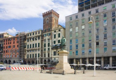 Genoa, İtalya - Jule 25, 2018: Raffaele Rubattino geminin Cenova İtalya anıt 