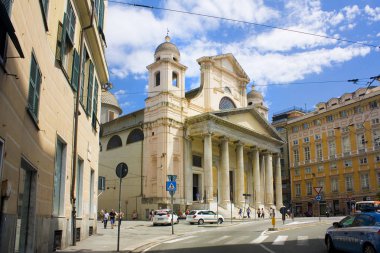Genoa, İtalya - Jule 25, 2018: Santissima Annunziata kilise Cenova, İtalya