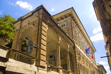 Genoa, İtalya - Jule 25, 2018: Palazzo Doria-Tursi Doğum Via Garibaldi Cenova