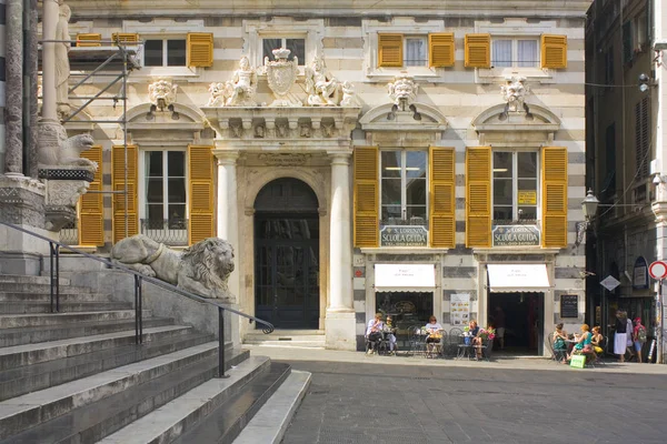 Genoa Italy Jule Marble Lion Guarding Cathedral Saint Lawrence Lorenzo — Stock Photo, Image