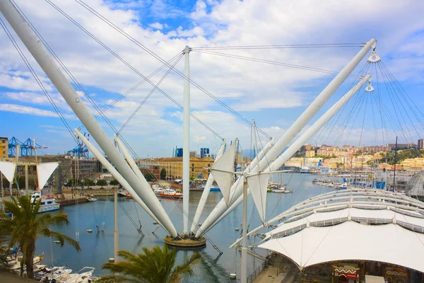 Genoa Italië Jule 2018 Bigo Haven Van Genua Een Panoramische — Stockfoto