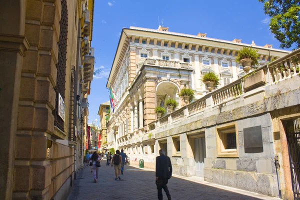 Genoa, İtalya - Jule 25, 2018: Palazzo Doria-Tursi Doğum Via Garibaldi Cenova