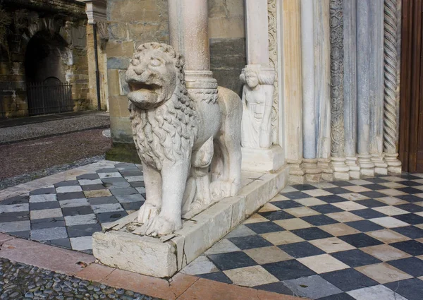 Италия Гамо Ноября 2018 Года Скульптура Льва Входа Собор Санта — стоковое фото