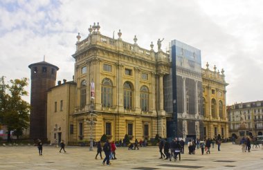 İtalya, Turin - 2 Kasım 2018: Piazza Castello, Torino, Palazzo Madam