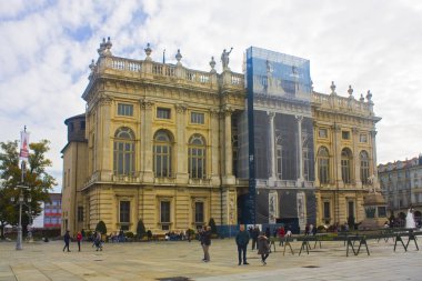İtalya, Turin - 2 Kasım 2018: Piazza Castello, Torino, Palazzo Madam