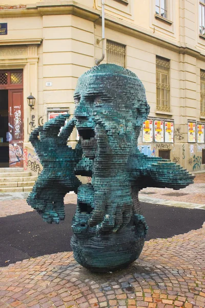 Itália Turin Novembro 2018 Escultura Eco Marc Didou Frente Palazzo — Fotografia de Stock