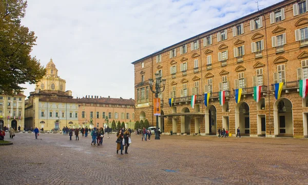 Itália Turin Novembro 2018 Biblioteca Real Piazza Castello Turim — Fotografia de Stock