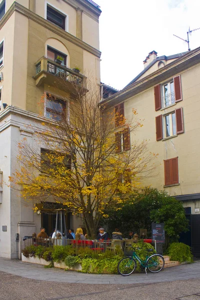 Ιταλίας Κόμο Νοεμβρίου 2018 Γραφικό Δρόμο Καφενείο Στην Παλιά Πόλη — Φωτογραφία Αρχείου
