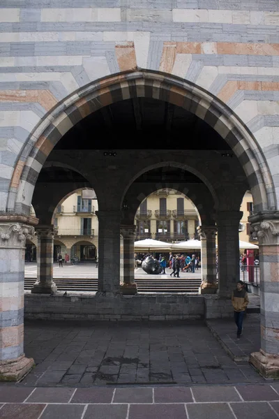 Włochy Como Listopada 2018 Arcade Katedry Como Duomo — Zdjęcie stockowe