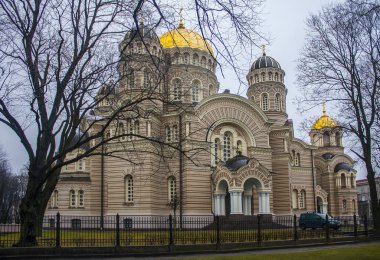 Riga, Letonya - 1 Ocak 2018: Riga Ortodoks Katedrali