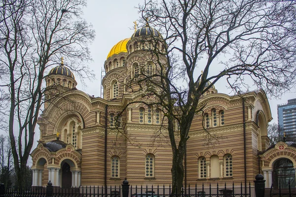 Рига Латвія Січня 2018 Ризький Православний Собор — стокове фото