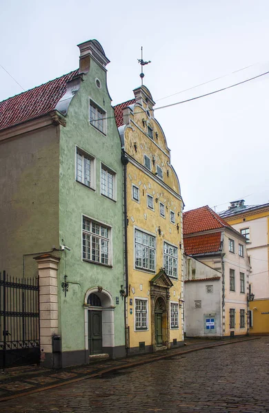 Riga Dicembre 2016 Popolare Punto Riferimento Tre Fratelli Edifici Case — Foto Stock