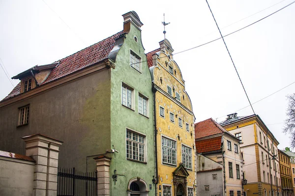 Riga Aralık 2016 Popüler Landmark Kardeşler Binalar Evler Konut Konut — Stok fotoğraf