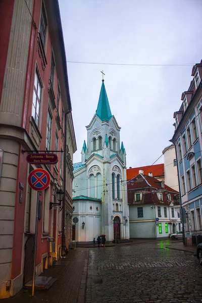 Riga Lettonia Gennaio 2018 Chiesa Della Madonna Addolorata Nel Centro — Foto Stock