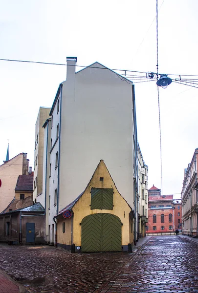 Riga Letonya Ocak 2018 Eski Evleri Eski Şehir Riga Letonya — Stok fotoğraf