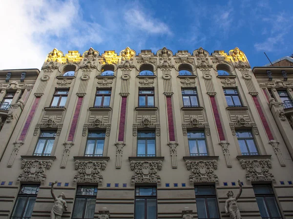 Riga Letônia Janeiro 2018 Fachada Edifício Art Nouveau Rua Alberta — Fotografia de Stock