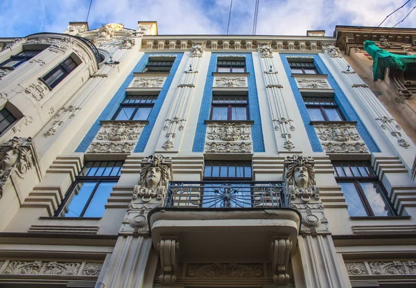 Riga Letônia Janeiro 2018 Fachada Edifício Art Nouveau Rua Alberta — Fotografia de Stock