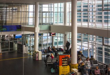 Vilnius, Litvanya - 30 Aralık 2017: Havaalanı Vilnius, iç