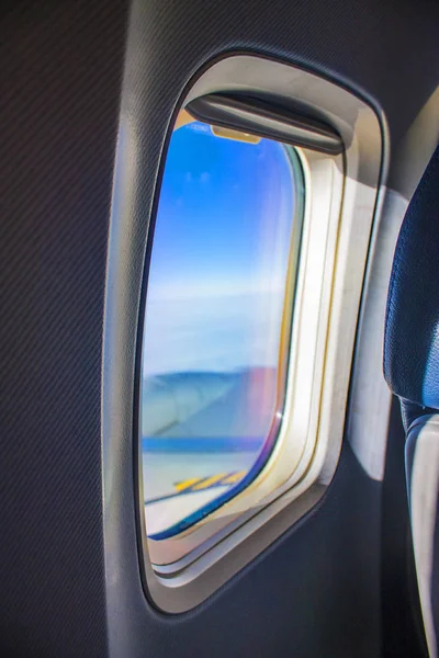 Airplane Window Blue Sky — Stock Photo, Image
