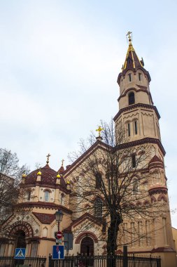 Vilnius, Litvanya - 30 Aralık 2017: Aziz Nikolaos Kilisesi Vilnius