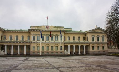Vilnius, Litvanya - 30 Aralık 2017: Vilnius, Cumhurbaşkanlığı Sarayı