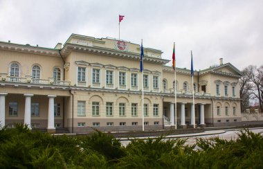 Vilnius, Litvanya - 30 Aralık 2017: Vilnius, Cumhurbaşkanlığı Sarayı