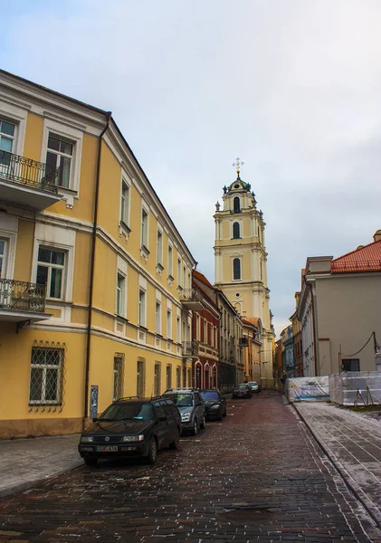 Vilnius Lituania Dicembre 2017 Strada Storica Nel Centro Storico Durante — Foto Stock