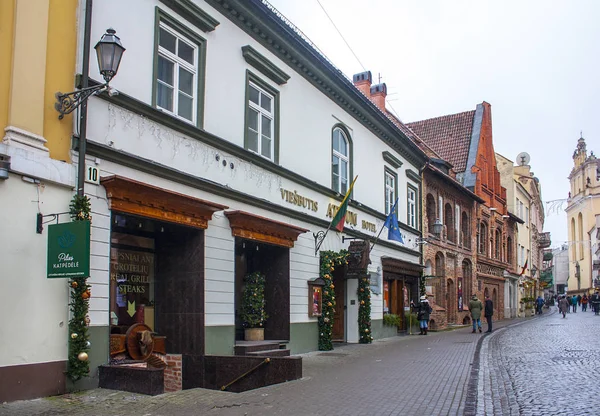 Vilnius Lituanie Décembre 2017 Rue Historique Dans Vieille Ville Hiver — Photo