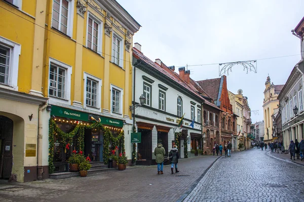 Vilnius Lithuania December 2017 Historical Street Old Town Winter Vilnius — Stock Photo, Image