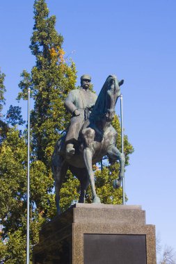 Lublin, Polonya - 15 Ekim 2018: Mareşal Jozef Pilsudski Litvanya dili Meydanı, Lublin atlı anıt