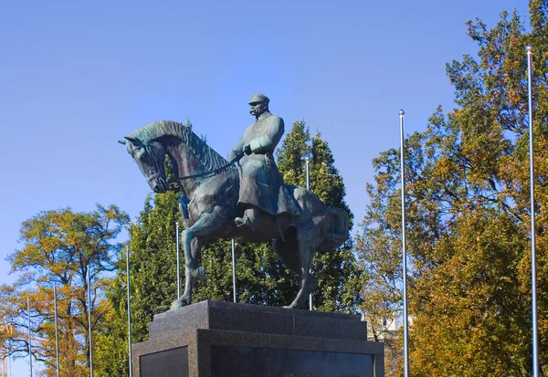 Lublín Polonia Octubre 2018 Monumento Mariscal Jozef Pilsudski Caballo Plaza — Foto de Stock