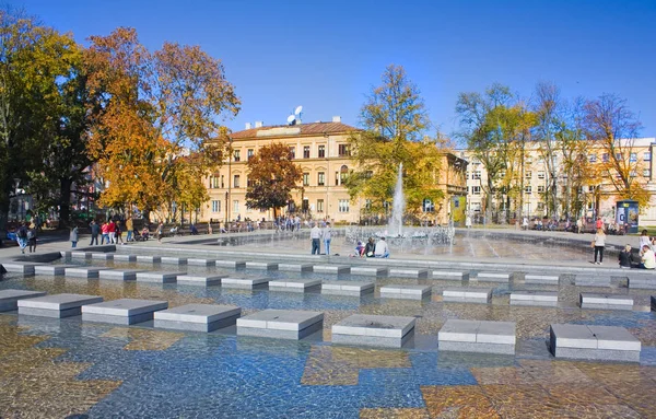 Lublin Polen Oktober 2018 Brunnen Litauischen Platz Lublin — Stockfoto