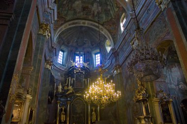 Lublin, Polonya - 15 Ekim 2018: İç Lublin Katedrali, Saint John Baptist ve Saint John Evangelist Eski kentte