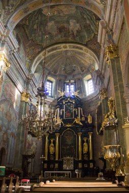 Lublin, Polonya - 15 Ekim 2018: İç Lublin Katedrali, Saint John Baptist ve Saint John Evangelist Eski kentte