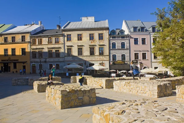 Lublin Polónia Outubro 2018 Praça Farze Com Fundações Reconstruídas Antigo — Fotografia de Stock