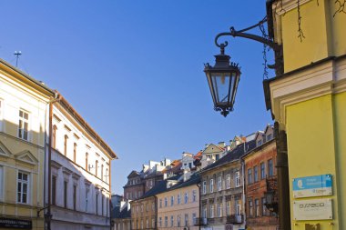Lublin, Polonya - 15 Ekim 2018: Old Town, Lublin tipik sokak