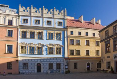 Lublin, Polonya - 15 Ekim 2018: Konopnica ailesinin 12 Rynek Pazar Meydanı, Lublin, Townhouse