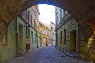 Lublin, Polonya - 15 Ekim 2018: Old Town, Lublin antik cadde
