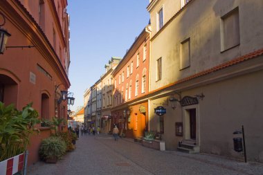 Lublin, Polonya - 15 Ekim 2018: Old Town, Lublin antik cadde