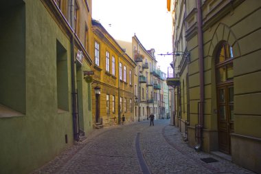 Lublin, Polonya - 15 Ekim 2018: Old Town, Lublin antik cadde