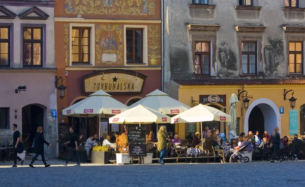 Lublin Polska Października 2018 Street Café Przy Rynku Lublinie — Zdjęcie stockowe