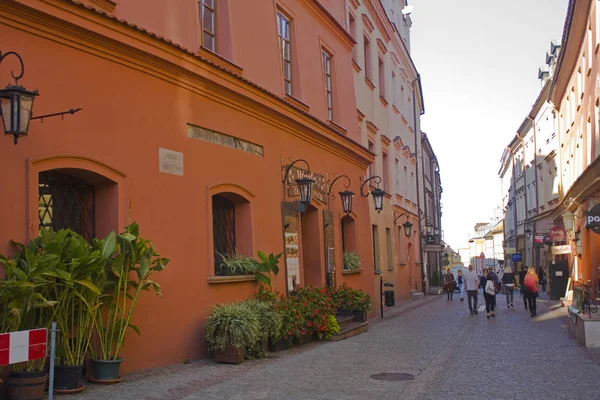 Lublin, Polonya - 15 Ekim 2018: Old Town, Lublin antik cadde