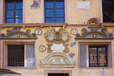 Verona, İtalya - 21 Haziran 2018: Parça, Palazzo della Ragione (Adalet Sarayı), Verona