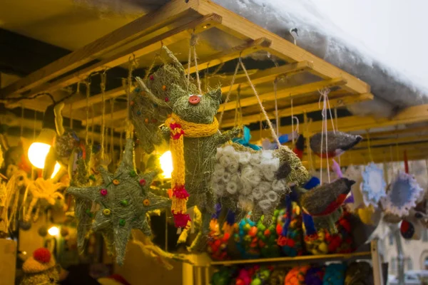Kiev Ukrajna December 2018 Kézzel Készített Ukrán Babák Szalmából Karácsonyi — Stock Fotó