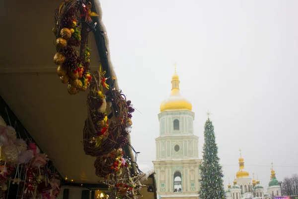 Київ Україна Грудня 2018 Різдво Новий Рік Ярмарок Софіївській Площі — стокове фото