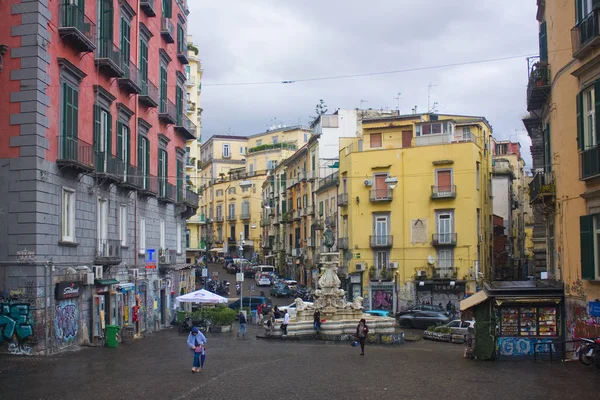 Neapel Italien Mars 2018 Utsikt Över Torget Med Monteoliveto Fontän — Stockfoto