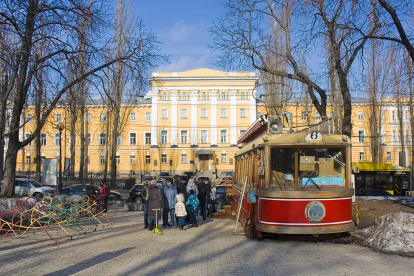 Kijów Ukraina Lutego 2019 Vintage Tramwaj Park Szewczenki Kijowie — Zdjęcie stockowe