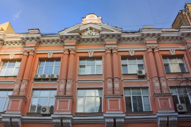 Kiev, Ukrayna - 17 Şubat 2019: Mimar Gorodetsky Street (Adalet Bakanlığı Ukrayna) Kiev güzel bina